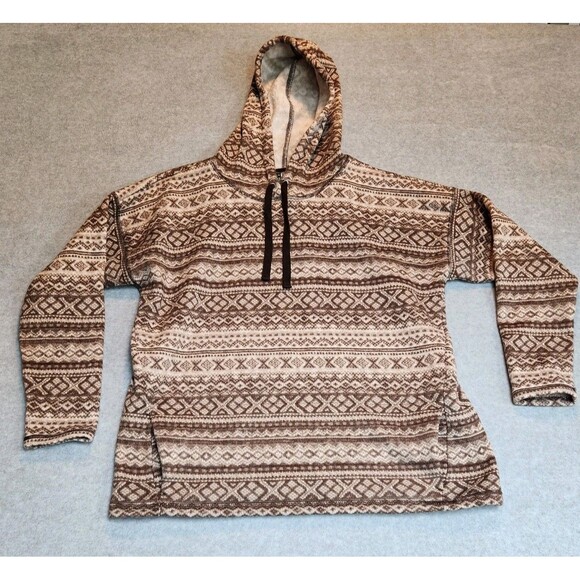 L-RL Active Ralph Lauren Hooded Fleece Womens 1X Native Pattern Style Earth Tone - Picture 1 of 6